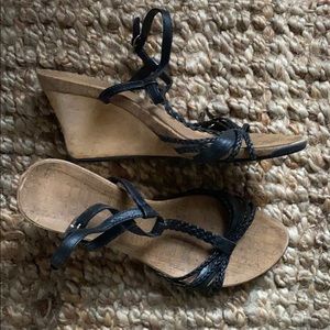 Black strappy platform shoes